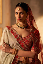 Load image into Gallery viewer, Red Raw Silk Double Dupatta Lehenga Set