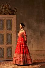 Load image into Gallery viewer, Red Raw Silk Anarkali Set