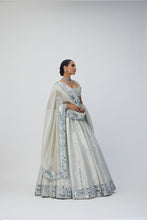 Load image into Gallery viewer, Silver Shimmer Organza Linear Lehenga Set