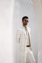 Load image into Gallery viewer, Porcelain White Windowpane Check Blazer Set