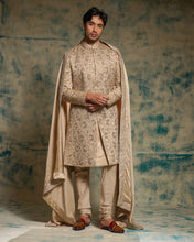 Load image into Gallery viewer, Sand Grey Linen Silk Embriodered Sherwani Set