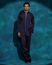 Load image into Gallery viewer, MIDNIGHT BLUE ZIPPER SHIRT SET