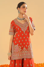 Load image into Gallery viewer, Shazfa - Short Kurta with Sharara and Dupatta