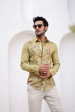 Load image into Gallery viewer, Olive Green Floral Embroidery Shirt