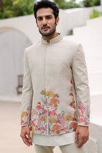 Load image into Gallery viewer, Tan Floral Resham Embroidery Bandhgala