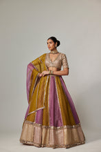 Load image into Gallery viewer, GREEN MULTICOLOR SEQUIN SCATTER LEHENGA WITH V NECK ELBOW SLEEVE BLOUSE