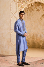 Load image into Gallery viewer, EMBROIDRED BLUE GREY KURTA CHURIDAR