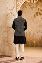 Load image into Gallery viewer, EMBROIDRED BALCK & WHITE BUNDI JACKET WITH KURTA AND PANT