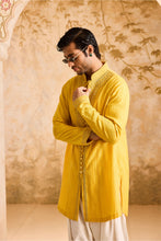 Load image into Gallery viewer, EMBROIDERED MUSTURD PINTUCKED KURTA WITH SALWAR