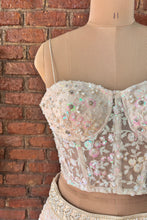 Load image into Gallery viewer, Beige Sequin work corset and lehenga set