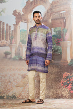 Load image into Gallery viewer, Antique Periwinkle Tussar Kantha Embroidered Kurta Set