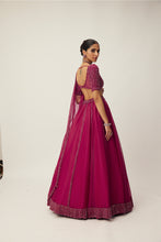 Load image into Gallery viewer, Ruby Red Organza Lehenga set