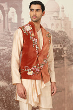 Load image into Gallery viewer, Sienna Rust Velvet Embroidered Kurta Bundi Set