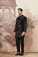 Load image into Gallery viewer, Midnight Waves Asymmetrical Zari Dori Kurta Set
