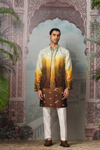 Load image into Gallery viewer, Sunset Golden Floral Embroidered Open Kurta Bundi Set