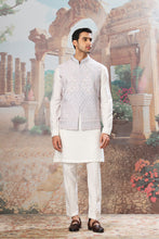 Load image into Gallery viewer, Slate Sky Dori Embroidered Kurta Bundi Set