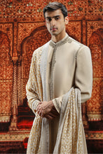 Load image into Gallery viewer, Beige chanderi silk Sherwani Sequin Embroidery