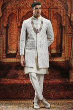 Load image into Gallery viewer, Ivory Silk Sherwani with Resham Embroidery