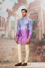Load image into Gallery viewer, Violet Dusk Ombre Embroidered Kurta Bundi Set