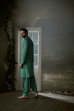 Load image into Gallery viewer, FOREST GREEN BUNDI WITH COTTON SILK KURTA AND SALWAR