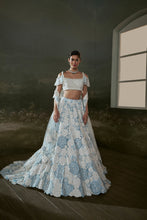Load image into Gallery viewer, Powder Blue White Trail Lehenga Choli Set