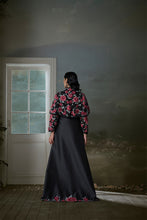 Load image into Gallery viewer, Floral embroidered black long dress with a short jacket and trouser