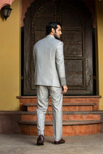 Load image into Gallery viewer, SILVER GREY JODHPUR SUIT ZARDOZI EMBROIDERED