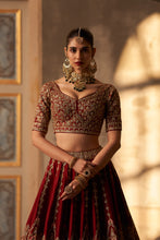 Load image into Gallery viewer, Maroon Raw Silk Double Dupatta Lehenga Set