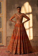 Load image into Gallery viewer, Rust Raw Silk Double Dupatta Lehenga Set