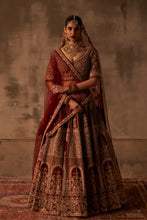 Load image into Gallery viewer, Maroon Raw Silk Double Dupatta Lehenga Set