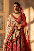 Load image into Gallery viewer, Red Raw Silk Double Dupatta Lehenga Set