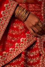 Load image into Gallery viewer, Red Raw Silk Double Dupatta Lehenga Set