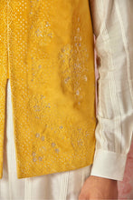 Load image into Gallery viewer, Mustard Velvet Bundi and Silk Kurta Set