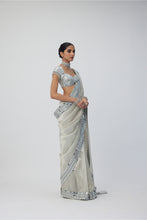 Load image into Gallery viewer, Silver Shimmer Organza saree set