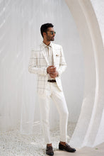 Load image into Gallery viewer, Porcelain White Windowpane Check Blazer Set