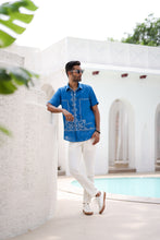Load image into Gallery viewer, Vivid Blue Cow Boy Embroidered Shirt