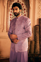 Load image into Gallery viewer, Purple Velvet Sequins Embroidered Bandhgala