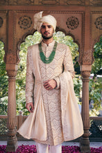 Load image into Gallery viewer, Cream Pitta and Sequins Embroidered Sherwani