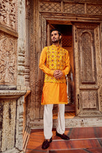 Load image into Gallery viewer, Haldi Raw Silk Mirror Embellished Bundi Set