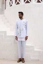 Load image into Gallery viewer, Sky Blue Floral Design Bandhgala with Pink Kurta