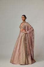 Load image into Gallery viewer, DEEP BEIGE MULTICOLOR SKIRT WITH V NECK FULL SLEEVE BLOUSE