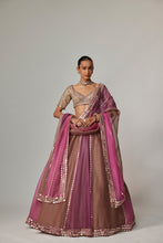 Load image into Gallery viewer, MUD MAUVE MULTICOLOR LEHENGA WITH ELBOW SLEEVE BLOUSE