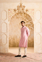 Load image into Gallery viewer, EMBROIDERED PINK MIRRORWORK KURTA WITH CHURIDAR