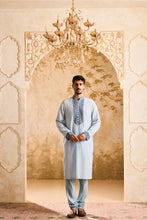Load image into Gallery viewer, EMBROIDERED LIGHT BLUE PINTUCKED KURTA WITH CHURIDAR