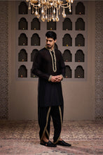 Load image into Gallery viewer, EMBROIDERD BLACK KURTA DHOTI