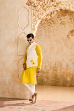 Load image into Gallery viewer, FLORAL BUNDI YELLOW KURTA CHURIDAR