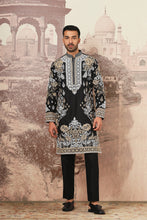 Load image into Gallery viewer, Black Floraison Dori Embroidered Kurta Set