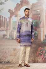 Load image into Gallery viewer, Antique Periwinkle Tussar Kantha Embroidered Kurta Set