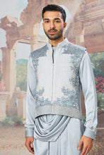 Load image into Gallery viewer, Sapphire Wave Velvet Embroidered Kurta Bundi Set