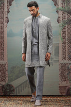 Load image into Gallery viewer, Grey Silk Indowestern with Dabka Embroidery